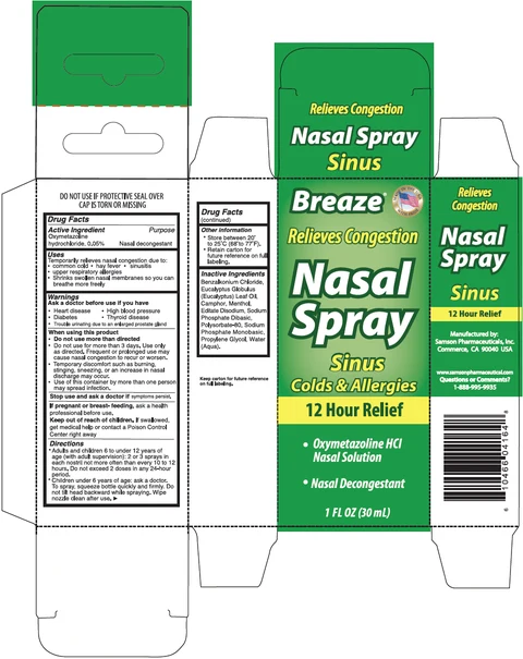 Breaze Nasal Sinus Colds and Allergies packaging