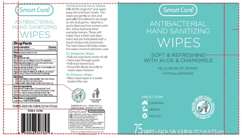 Smart Care Antibacterial Hand Sanitizing Wipes 포장