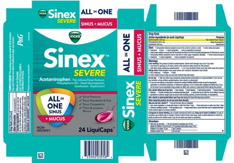 Vicks Sinex SevereAll in One Sinus Mucus 포장