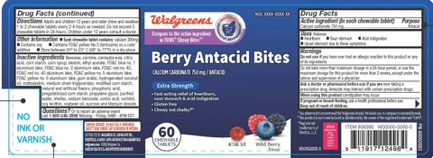 Walgreens Wild Berry Antacid Chews packaging