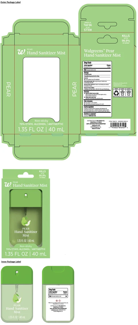 Walgreens PEAR Hand Sanitizer Mist packaging