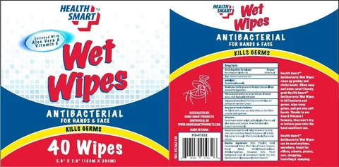 Health Smart Antibacterial Wet Wipes packaging