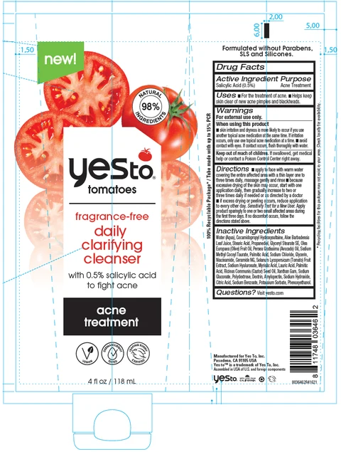 Yes To Tomatoes Fragrance-Free Daily Clarifying Cleanser packaging