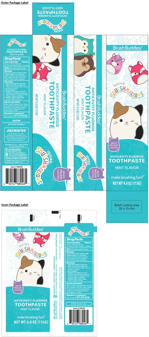 Brush Buddies SQUISHMALLOWS ANTICAVITY FLUORIDE MINT FLAVOR packaging