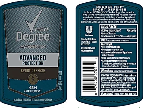 DegreeMen MotionSense Sport Defense 48H Antiperspirant 포장