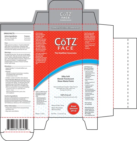 Cotz Face (Natural Skin Tone) SPF 40 Sunscreen 포장