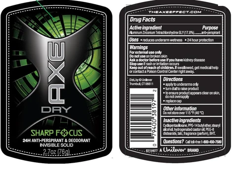 Axe Sharp Focus Invisible SolidAntiperspirant and Deodorant 포장