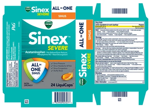 Vicks Sinex SevereAll in One Sinus 포장