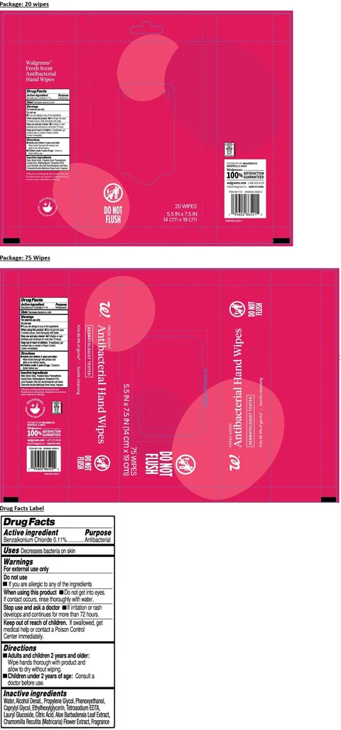 Walgreens Fresh Scent Antibacterial Hand Wipes packaging