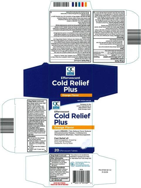 Quality Choice Effervescent Cold Relief - Orange 포장