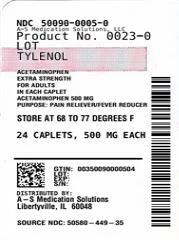 TYLENOL EXTRA STRENGTH 포장