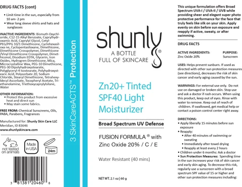 Shunly Zn20 Tinted Light Moisturizer 포장