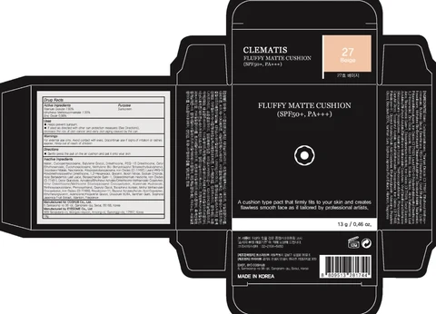 CLEMATIS FLUFFY MATTE CUSHION 27 Beige packaging