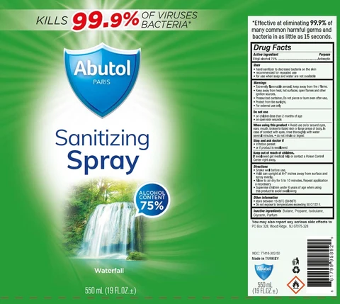 Abutol Sanitizing Waterfall packaging