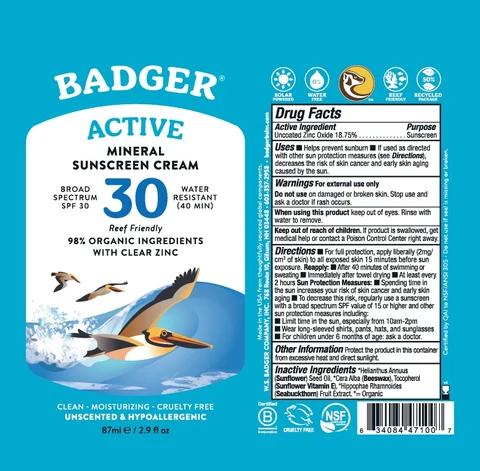 Badger Active SPF 30 Mineral Sunscreen 포장
