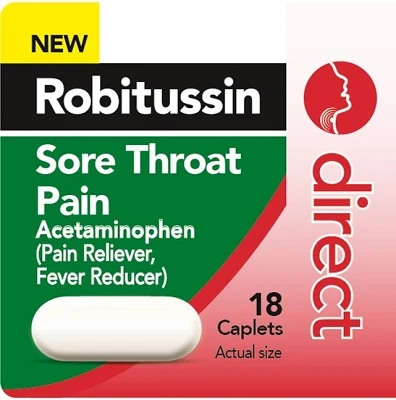 Robitussin Direct Sore Throat Pain packaging