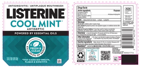 Listerine Cool Mint Intense Antiseptic Antigingivitis/ Antiplaque Mouthwash packaging