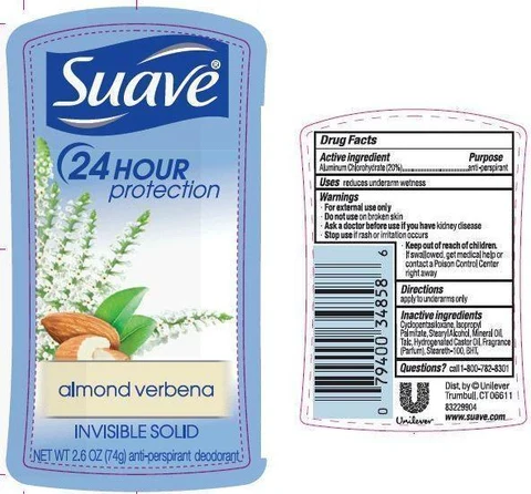 SuaveAlmond Verbena Antiperspirant Deodorant 포장