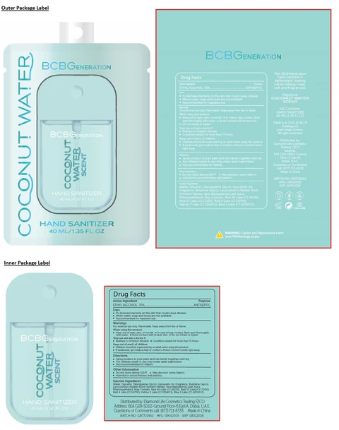 BCBGENERATION HAND SANITIZER COCONUT WATER SCENT 포장