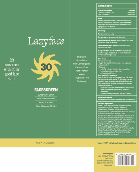 Lazy Face SPF 30 Facescreen packaging
