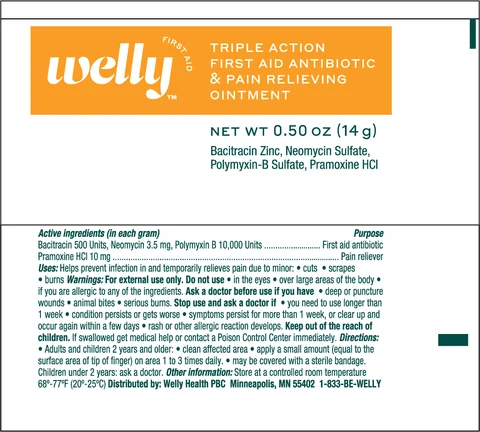 Welly Bravery Triple Antibiotic with Pain Relief packaging