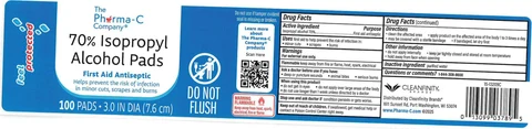 The Pharma-C Company 70 Isopropyl Alcohol Pads packaging