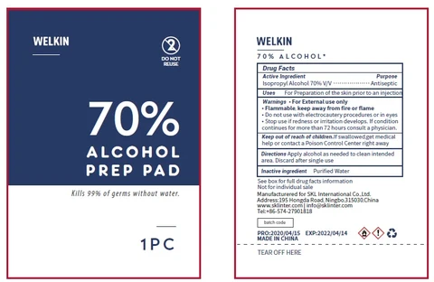 WELKIN Alcohol Prep Pads packaging