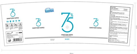 CLEACE 75% Ethyl Alcohol Sanitizer Wipes packaging