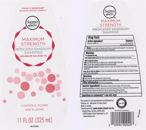 Shopko Beauty Maximum Strength Medicated Dandruff 포장