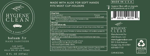 Hygiene Clean Balsam Fir Hand Sanitizer Alcohol Free 포장