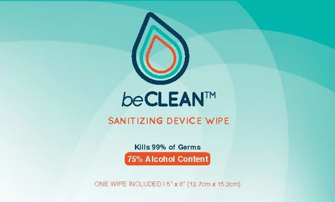beCLEAN SANITIZING DEVICE WIPE75 PERCENT ALCOHOL 포장