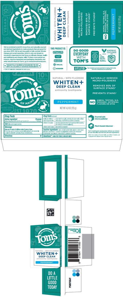 Toms of Maine Whiten Plus Deep Clean Peppermint packaging