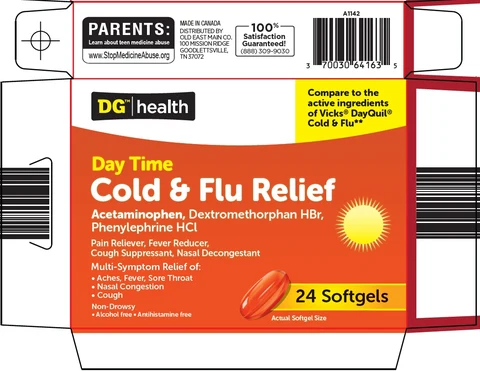 dg health cold plus flu relief packaging