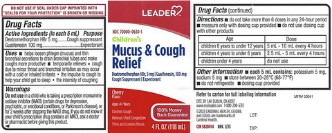 Childrens Mucus and Cough Relief packaging