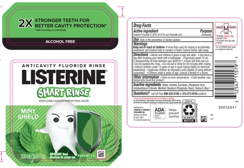 Listerine Smart Rinse Anticavity Fluoride Rinse - Mint Shield packaging