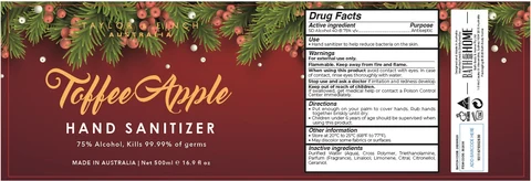 Taylor and Finch XMAS Toffee Apple Hand Sanitizer packaging