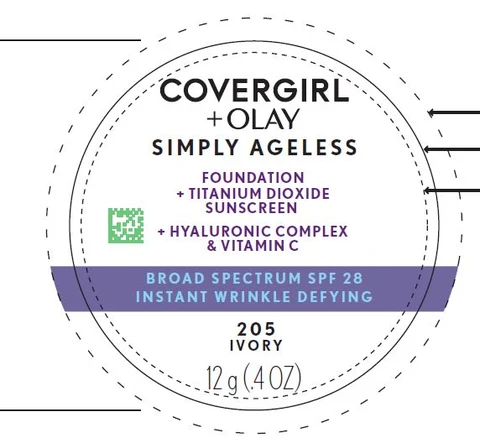 Covergirl plus Olay Simply AgelessFoundation plus Titanium Dioxide Sunscreen Broad Spectrum SPF 28 (All shades) 포장