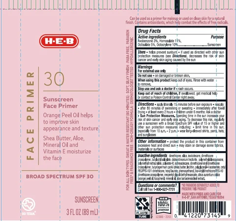 HEB Face Primer 30 Sunscreen Face Primer SPF 30 포장