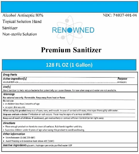 RENOWNED Premium SanitizerPSL 포장