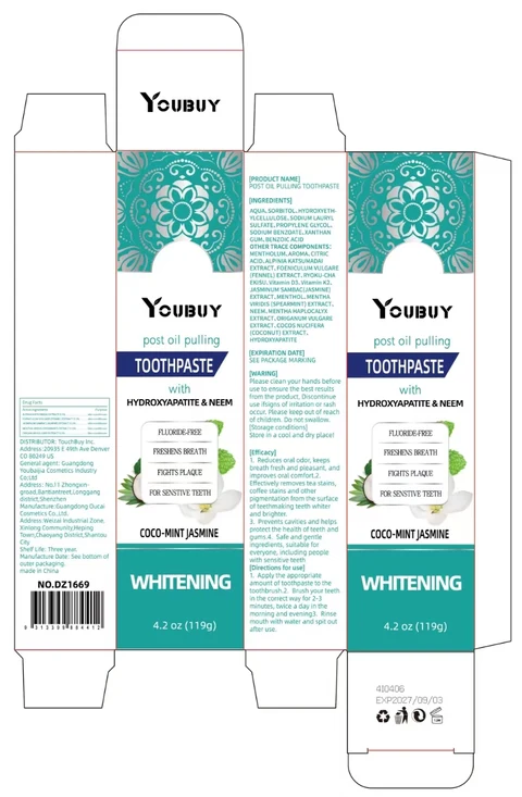 YOUBUY post oil pulling tooth-paste packaging