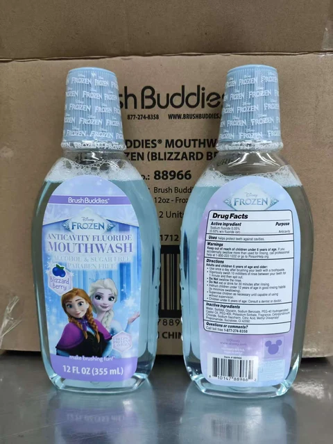 Brush Buddies Mouthwash Frozen Blizzard Berry packaging