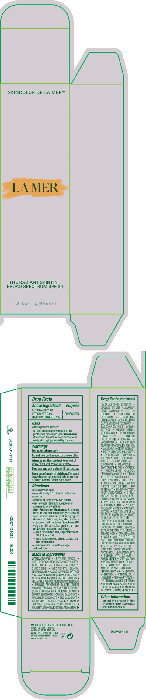 LA MER THE RADIANT SKINTINT BROAD SPECTRUM SPF 30 packaging