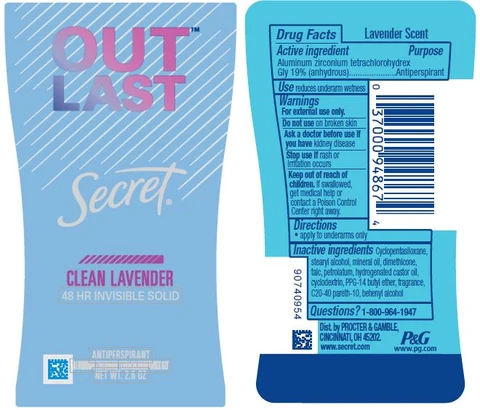 Secret Outlast Clean Lavender Invisible 포장
