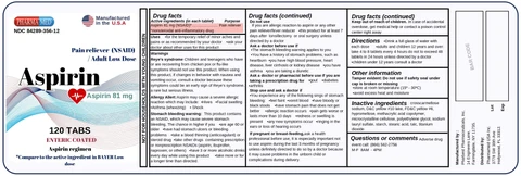 Aspirin 81mg Adult Low Dose 포장