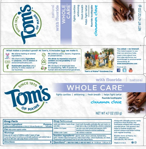 Whole Care Cinnamon Clove / Whole Care Peppermint / Whole Care Spearmint / Whole Care Wintermint packaging