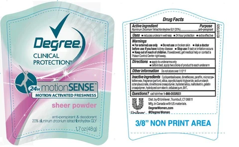 DegreeClinical Protection Motion Sense Sheer Powder Antiperspirant and Deodorant 포장