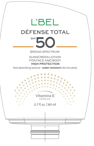 LBEL DEFENSE TOTAL SUNSCREEN FOR FACE AND BODY SPF 50 packaging