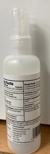 Gwalia Hybrisan 100ml Hand Sanitizer Bottle Back view