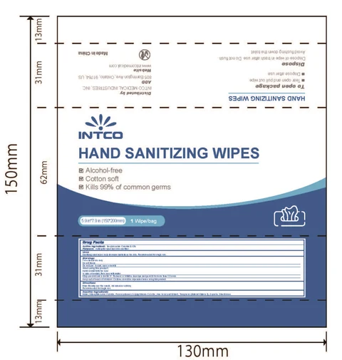 INTCO HAND SANITIZING WIPES packaging