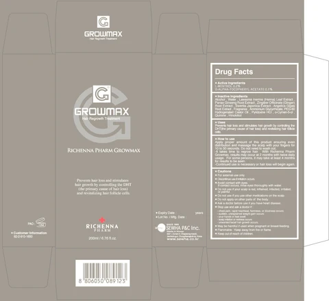 RICHENNAPHARMGROWMAX Hair care Tonic 포장